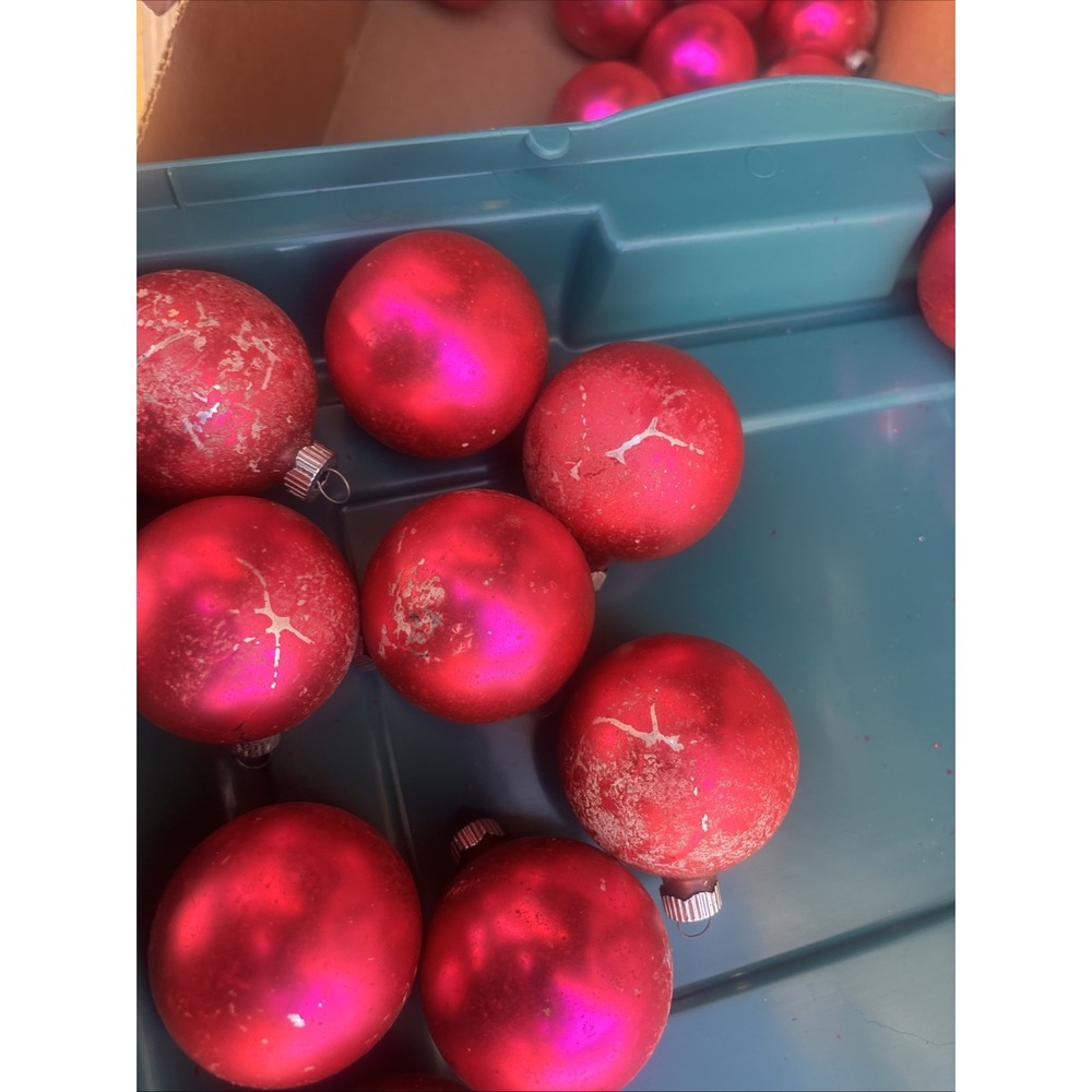 Vintage 9 Pink SHINY BRITE Mercury Glass Ornaments 2.5 Inch